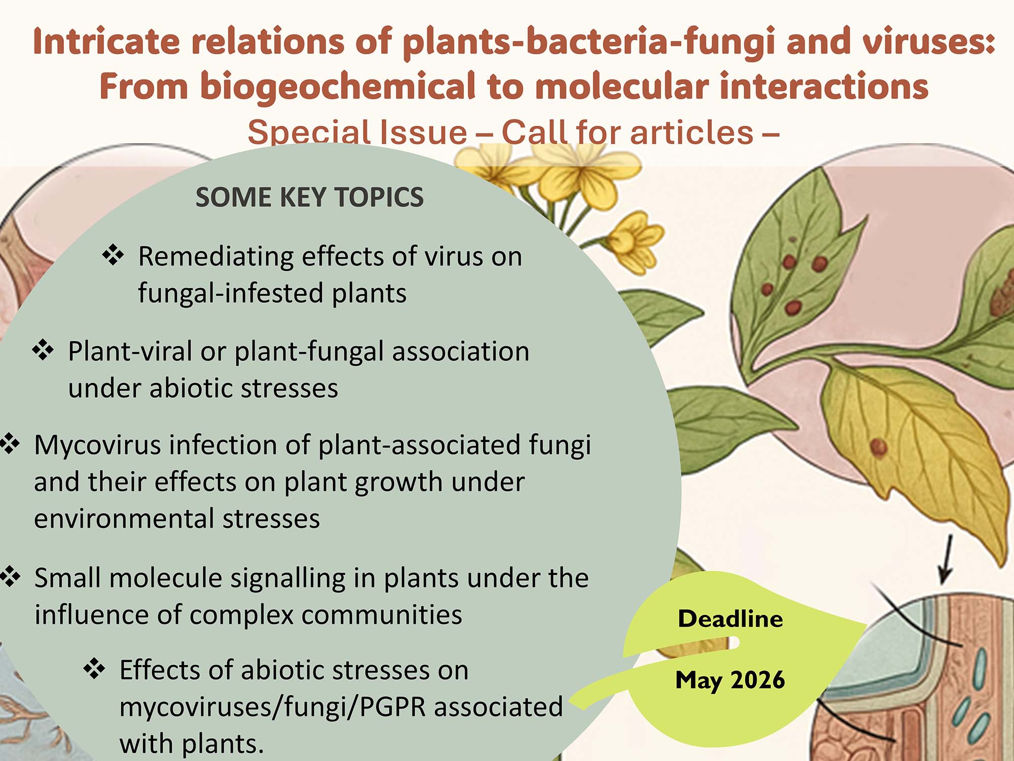 Call for articles –  Intricate relations of plants-bacteria-fungi and viruses: From biogeochemical to molecular interactions under abiotic stresses
